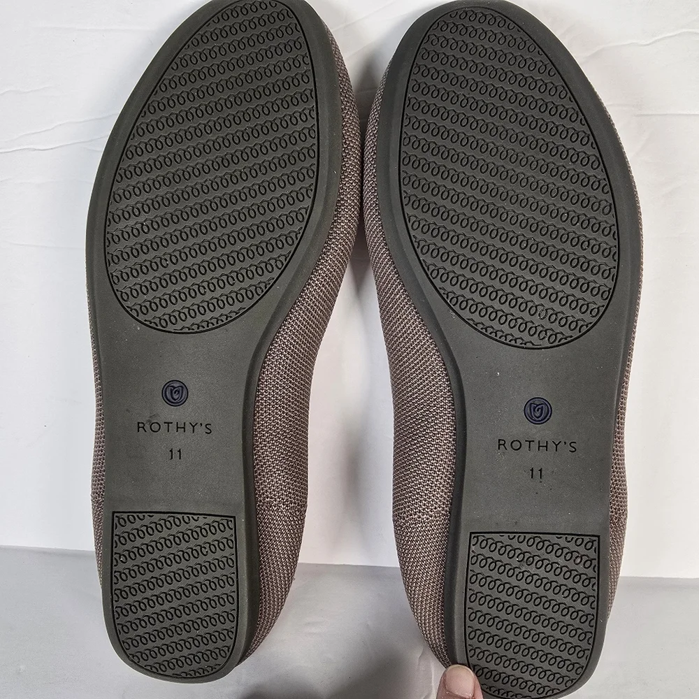 Rothy's Women's Brown Knit Flats with Purple Accent